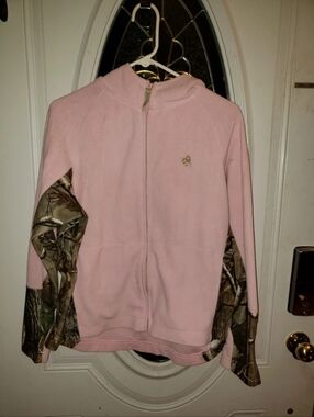 Legendary Whitetails Womens Hoodie Size Med Full Zip Pink Camo